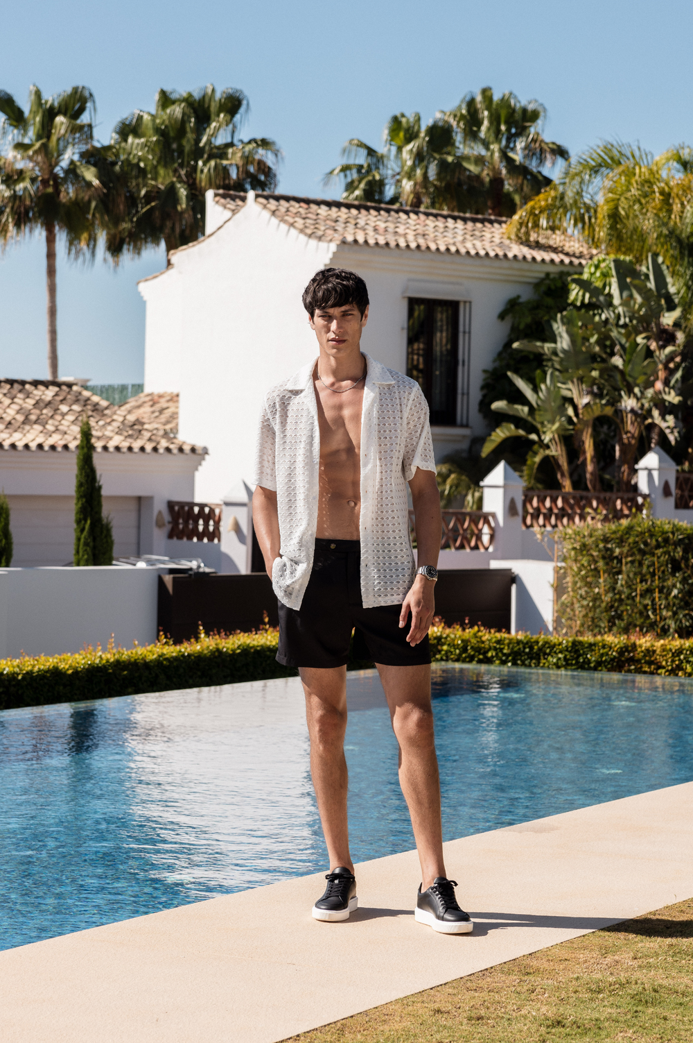 Capo KNITTED SPOT SS Revere Shirt - Cream