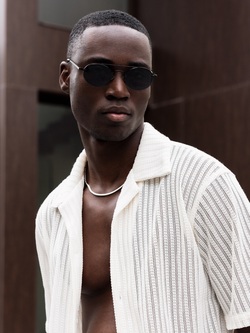 CAPO Oval Double Bridge Sunglasses - Black