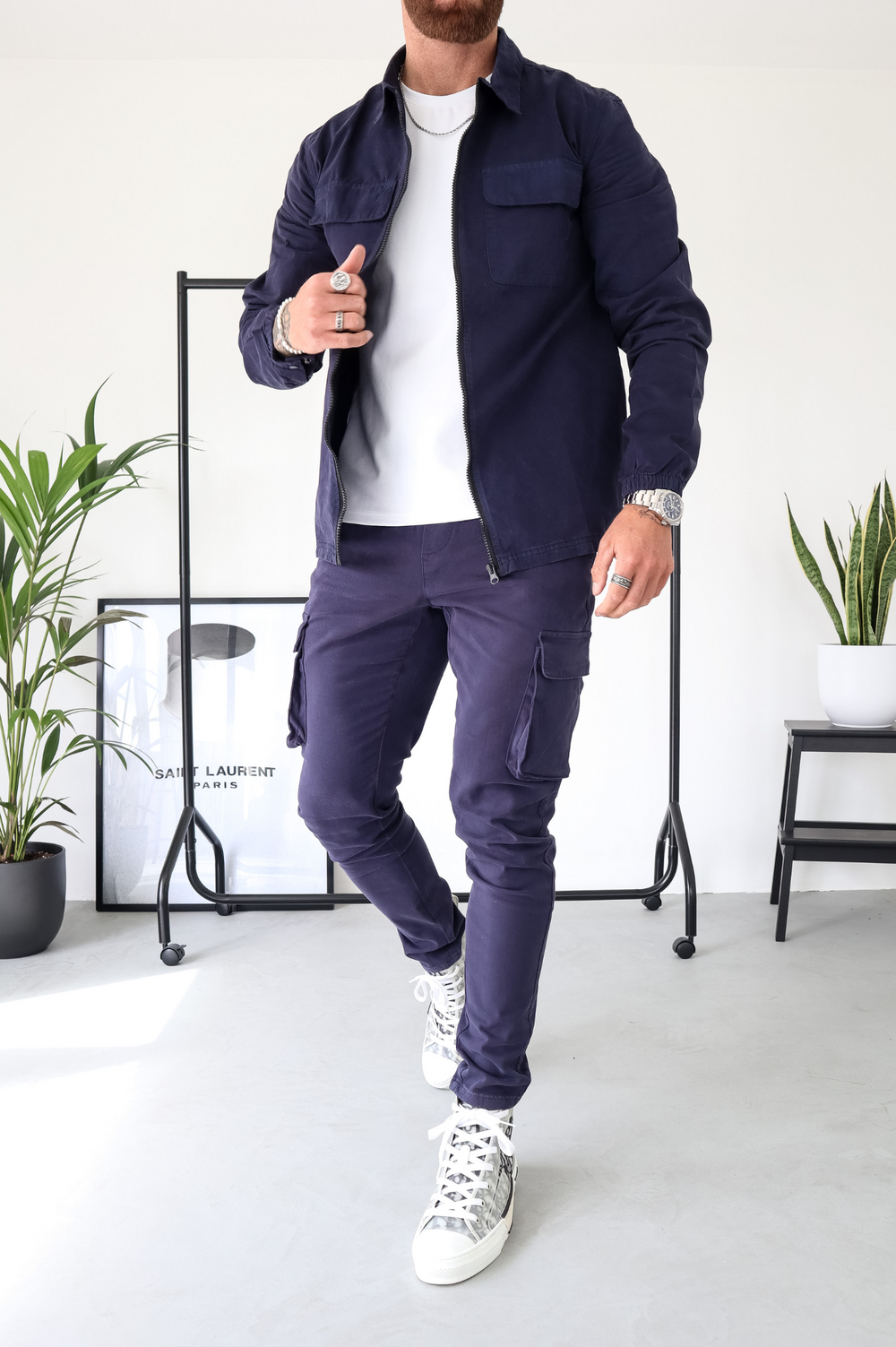 Capo DYED Cotton Cargo Jacket - Navy