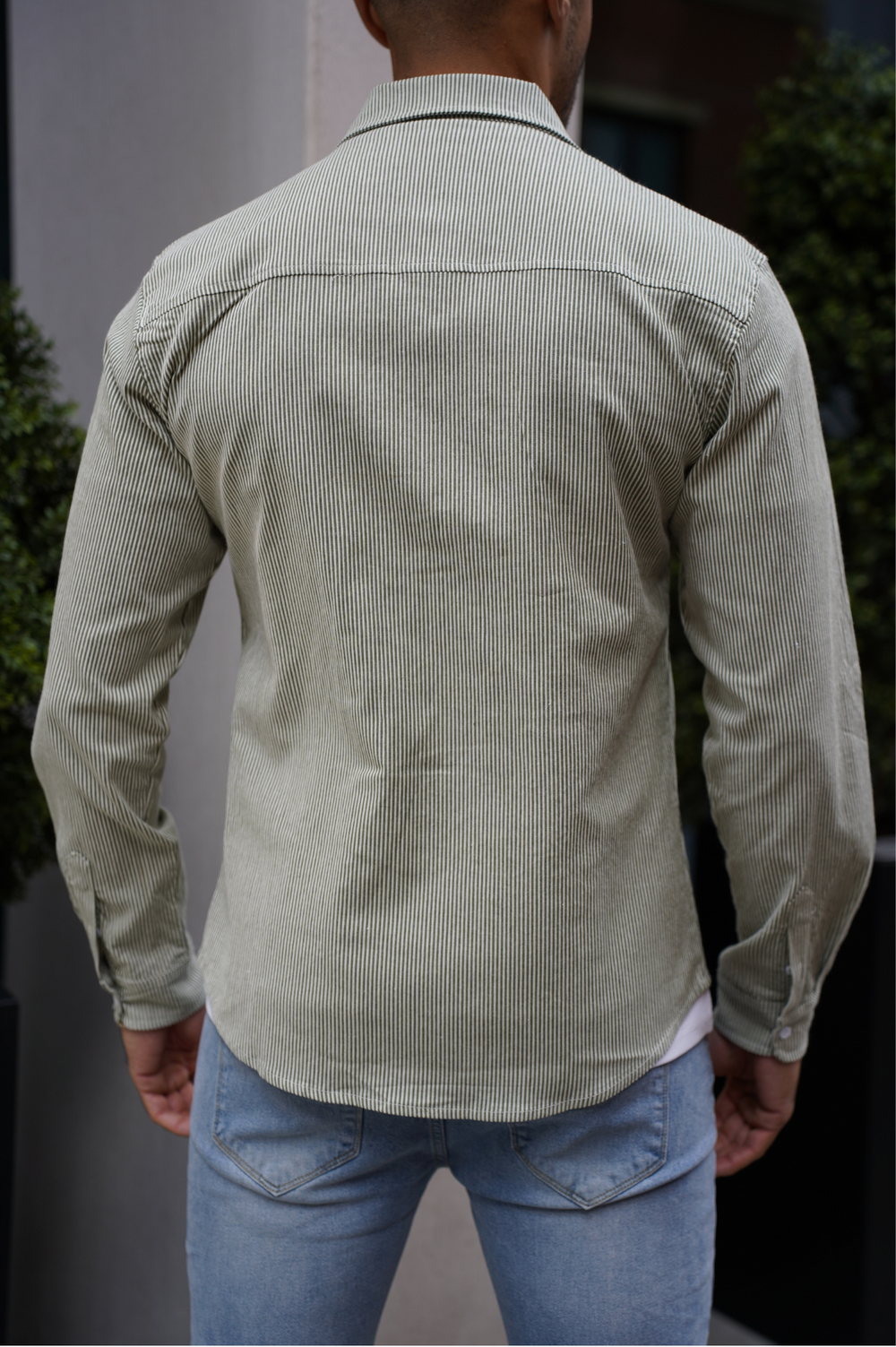 Capo LINEN LINED OVERSHIRT - Olive/White