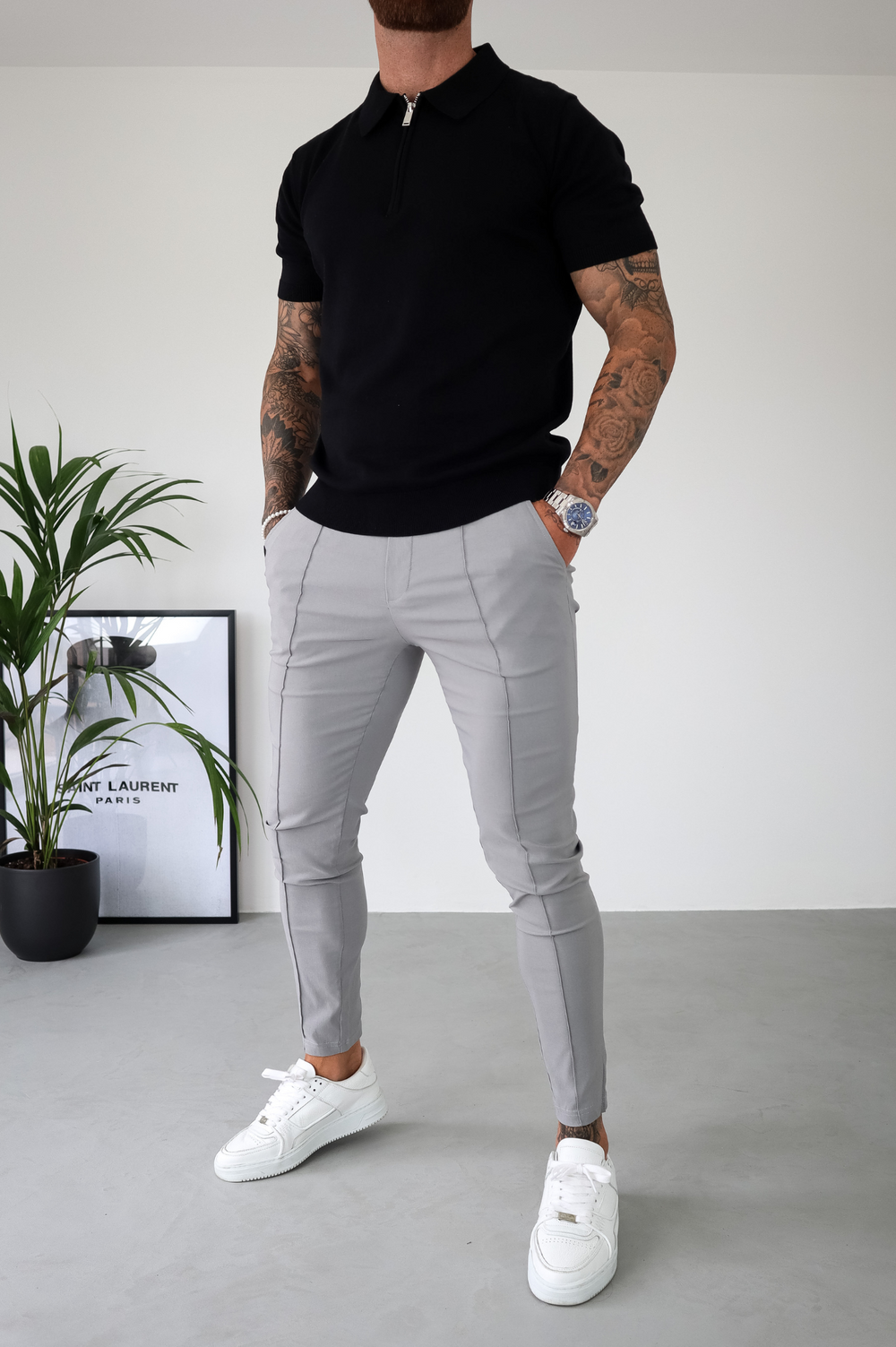 Capo Egyptian Cotton SS Zip Polo Shirt - Black