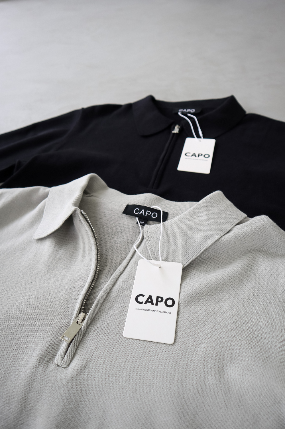 Capo Egyptian Cotton LS Zip Polo Shirt - Black
