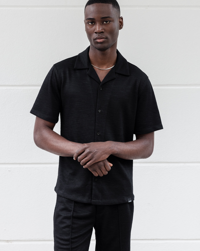 Capo INTERLOCK SLUB Revere SS Shirt - Black