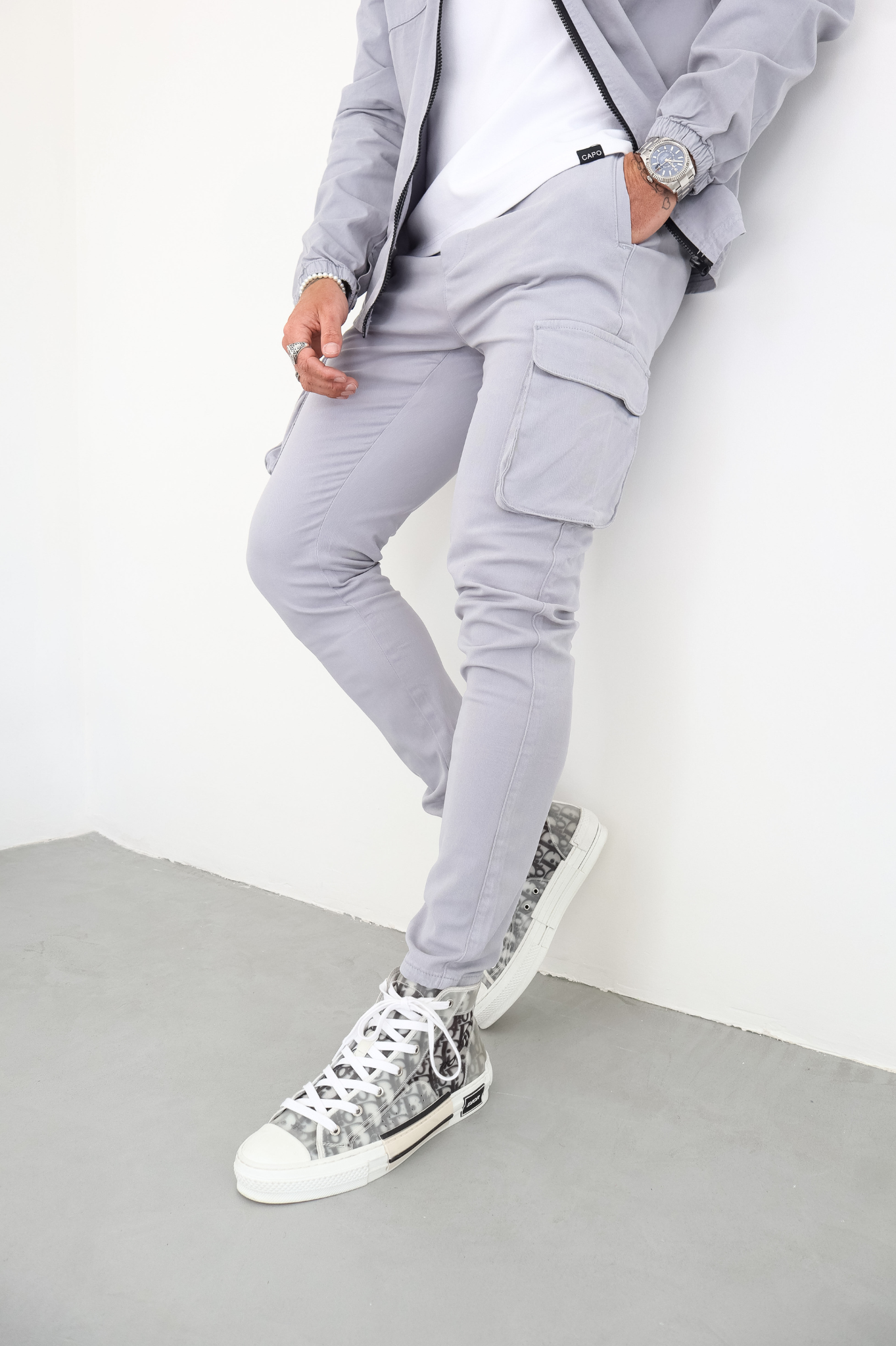 Capo DYED Cotton Cargo Pant - Light Grey