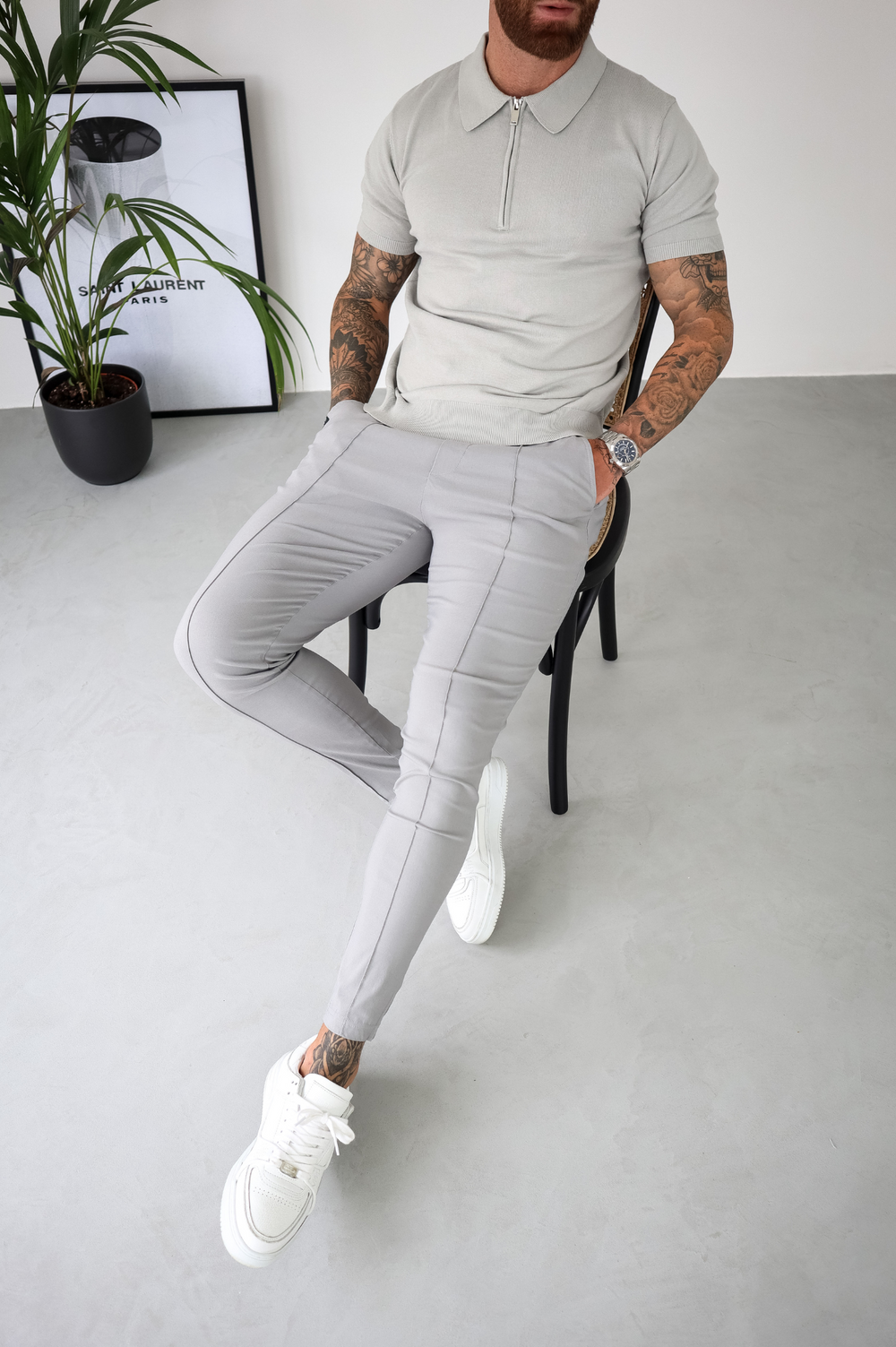 Capo Egyptian Cotton SS Zip Polo Shirt - Stone