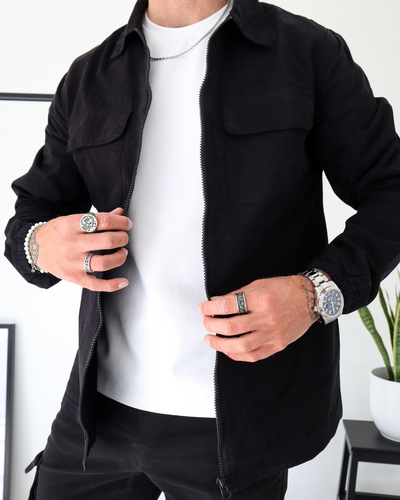 Capo DYED Cotton Cargo Jacket - Black