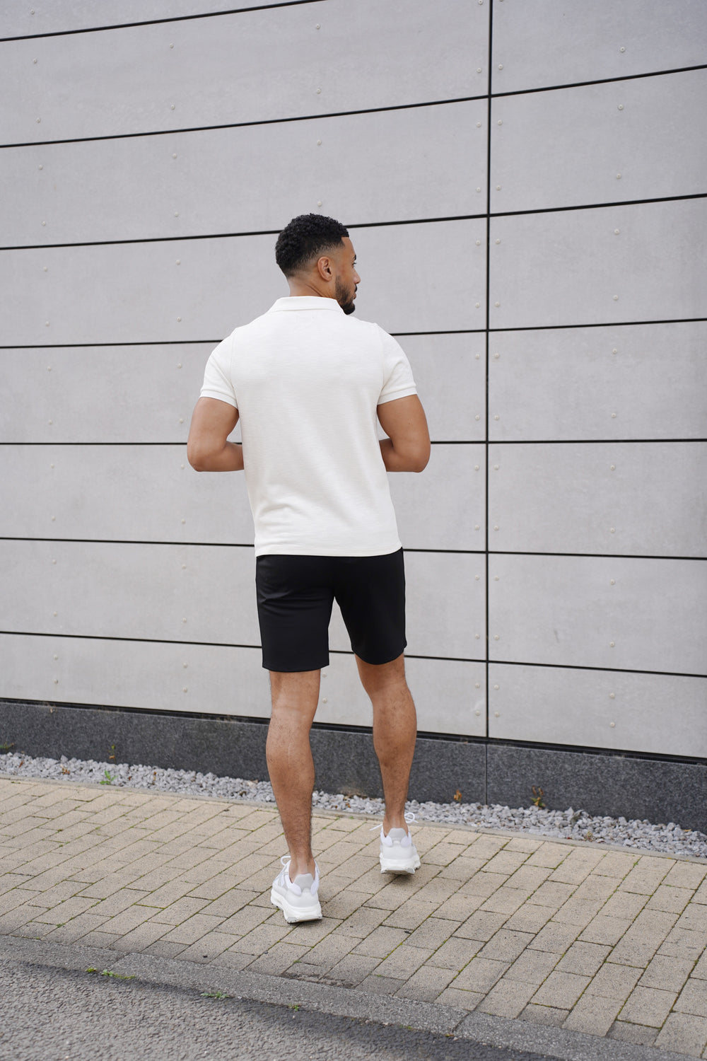 Capo Jersey Slub Cuban Polo Shirt - White