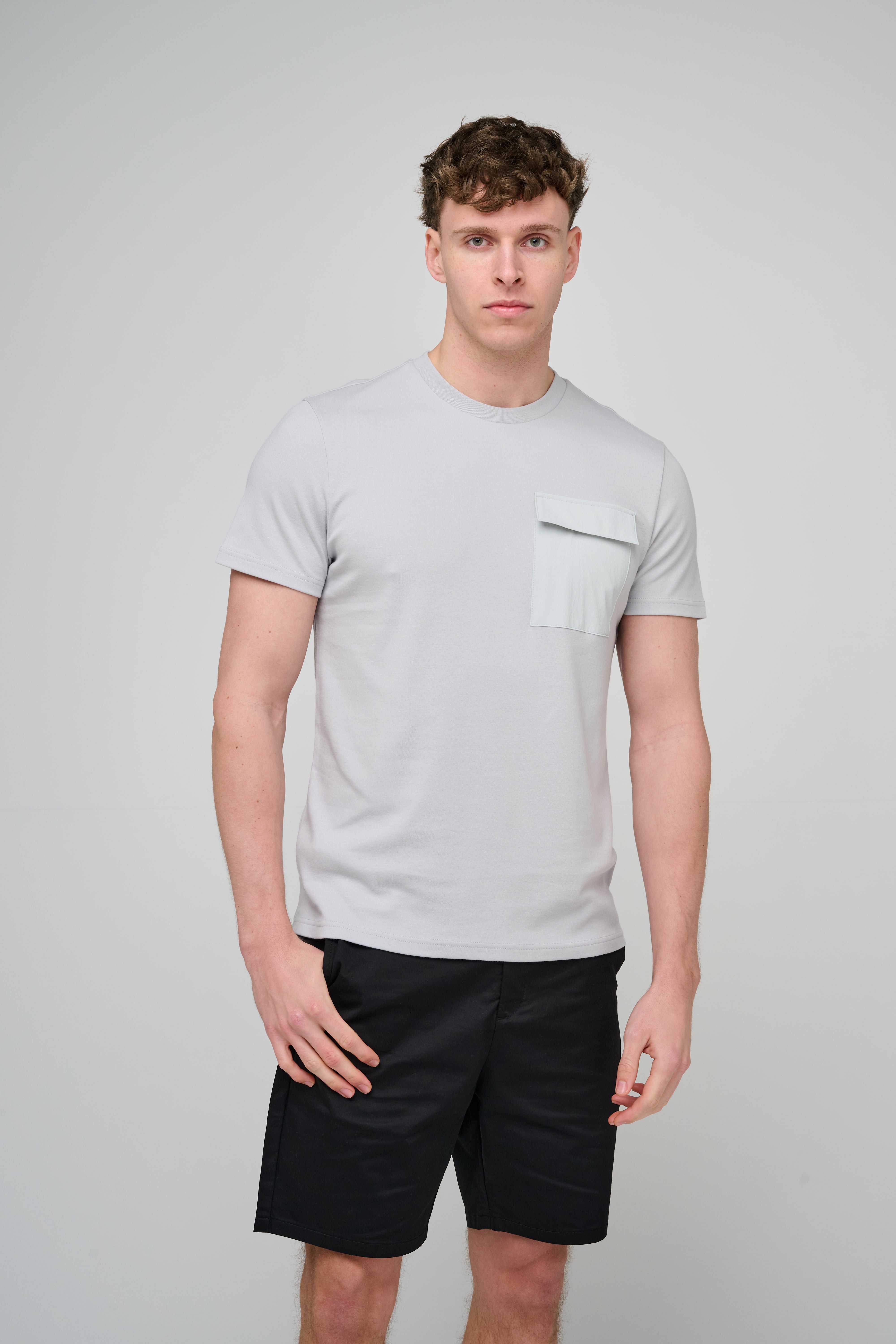 Capo Cargo Pocket T-Shirt - Light Grey