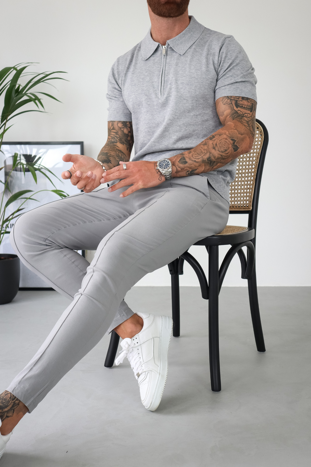 Capo Egyptian Cotton SS Zip Polo Shirt - Grey