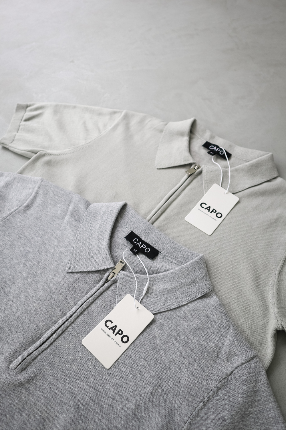 Capo Egyptian Cotton SS Zip Polo Shirt - Stone