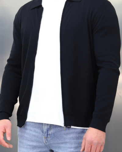 Capo Egyptian Cotton Full Zip Jacket - Black