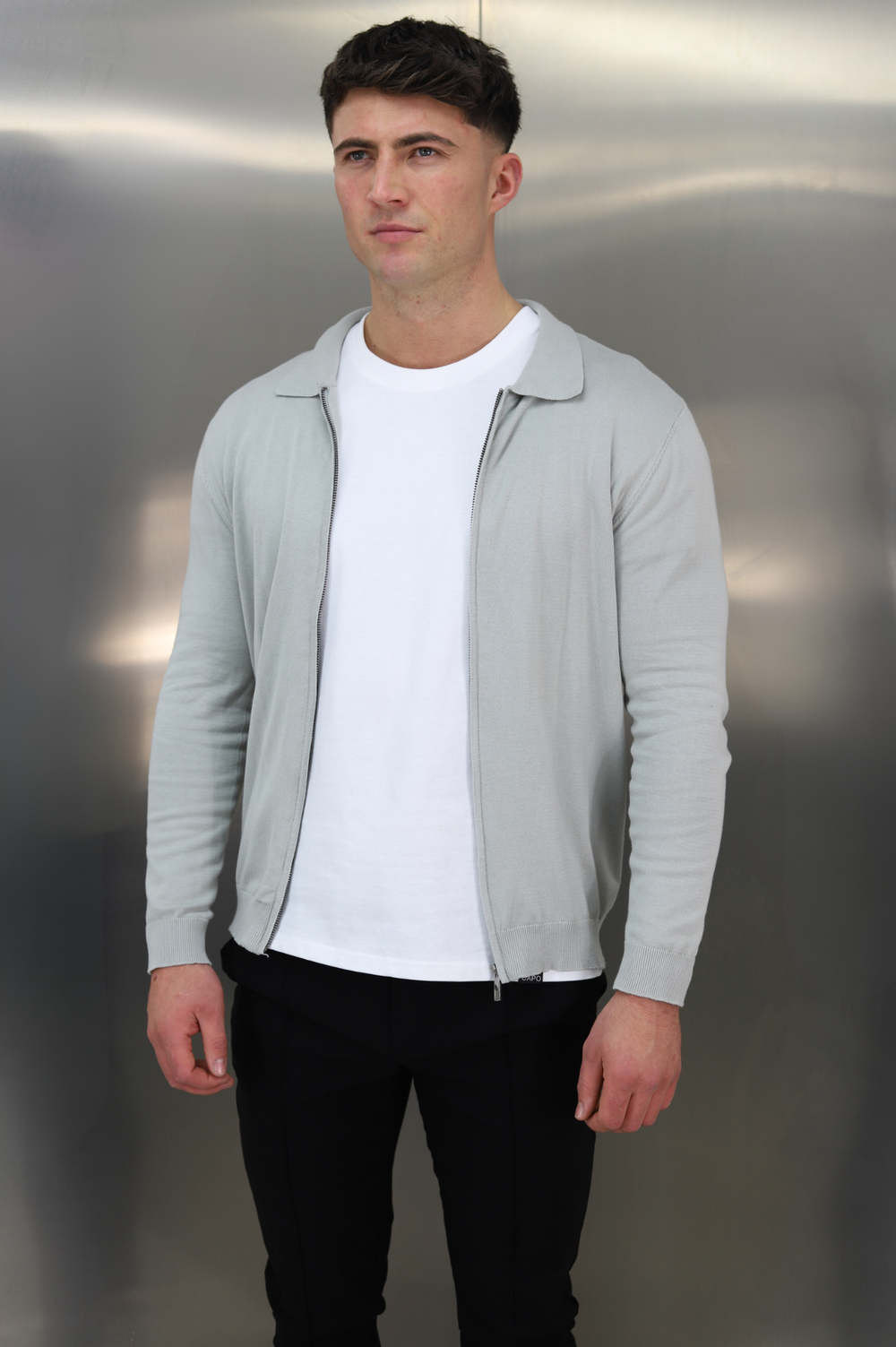 Capo Egyptian Cotton Full Zip Jacket - Stone
