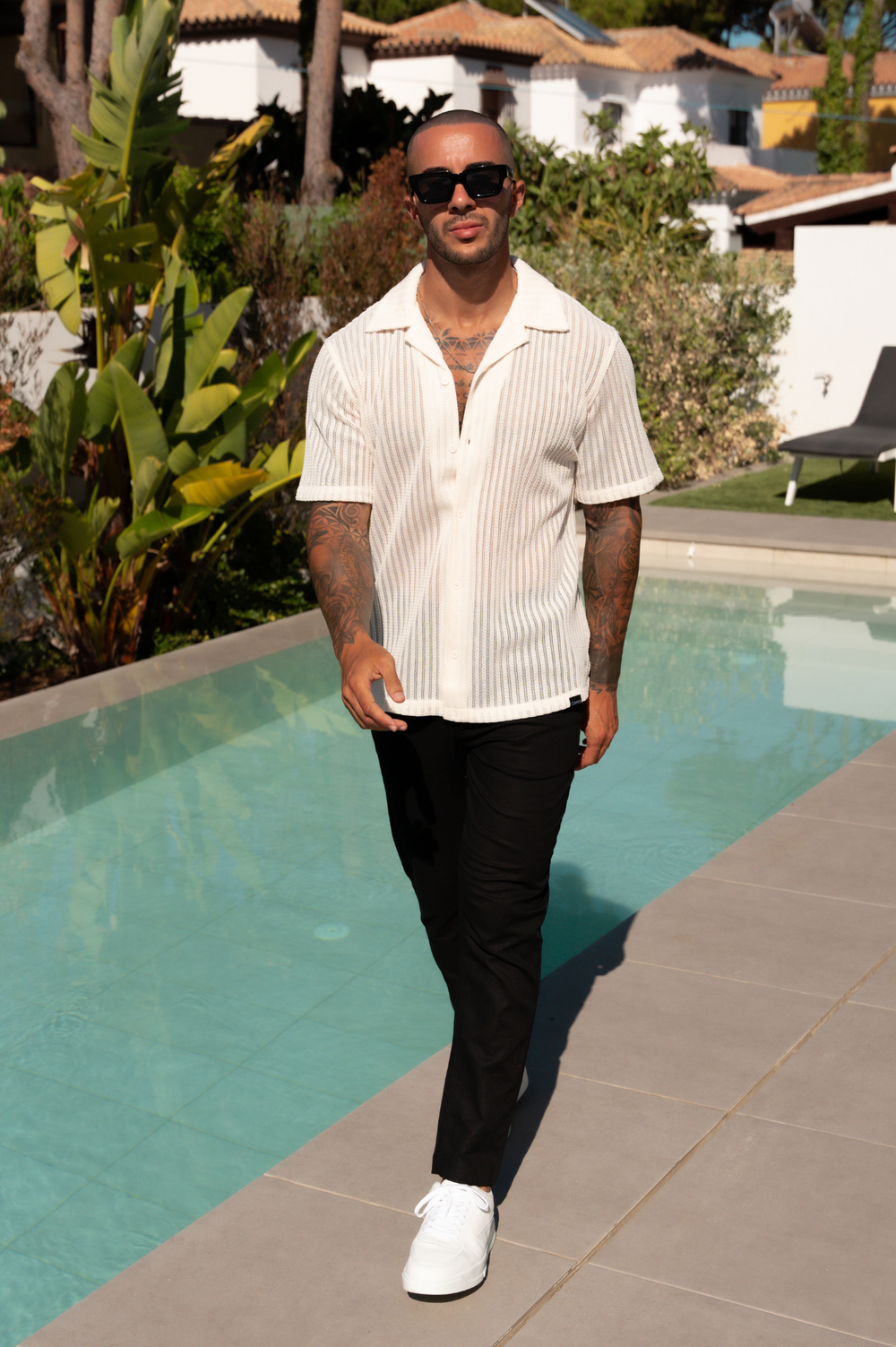 Capo KNITTED LINED SS Revere Shirt - Cream