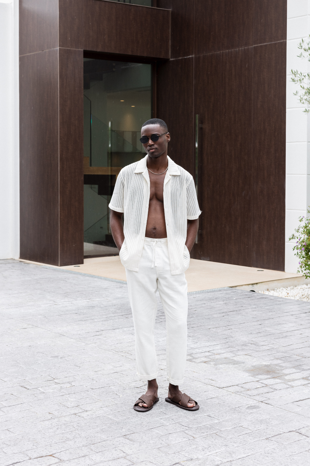 Capo KNITTED LINED SS Revere Shirt - Cream