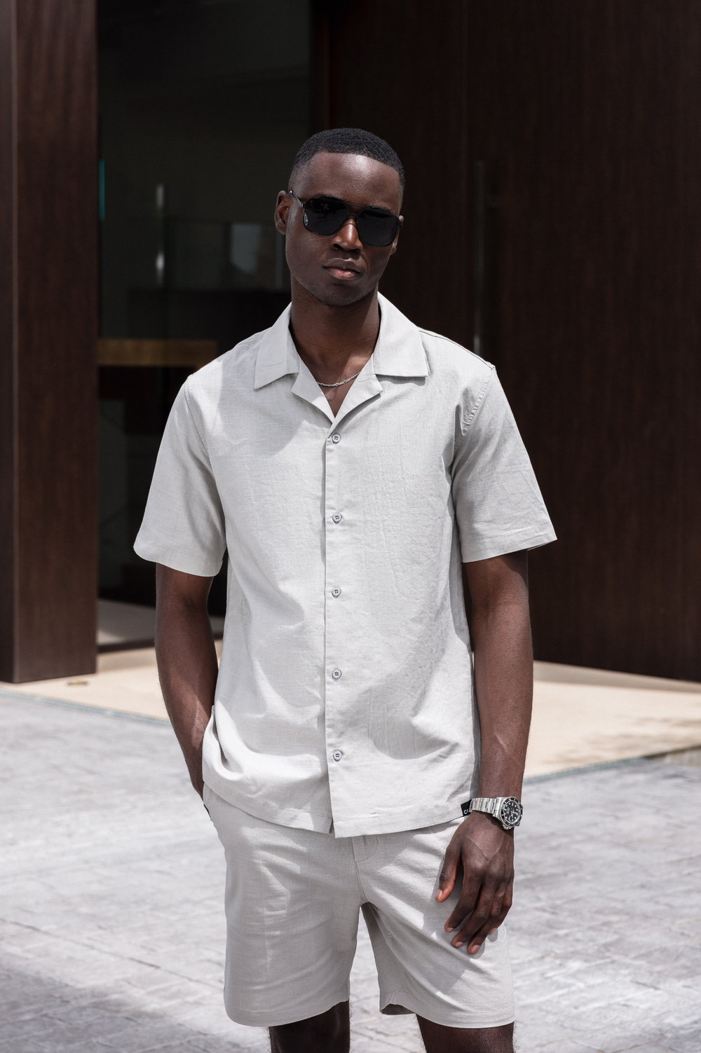 Capo LINEN SS Revere Shirt - Stone