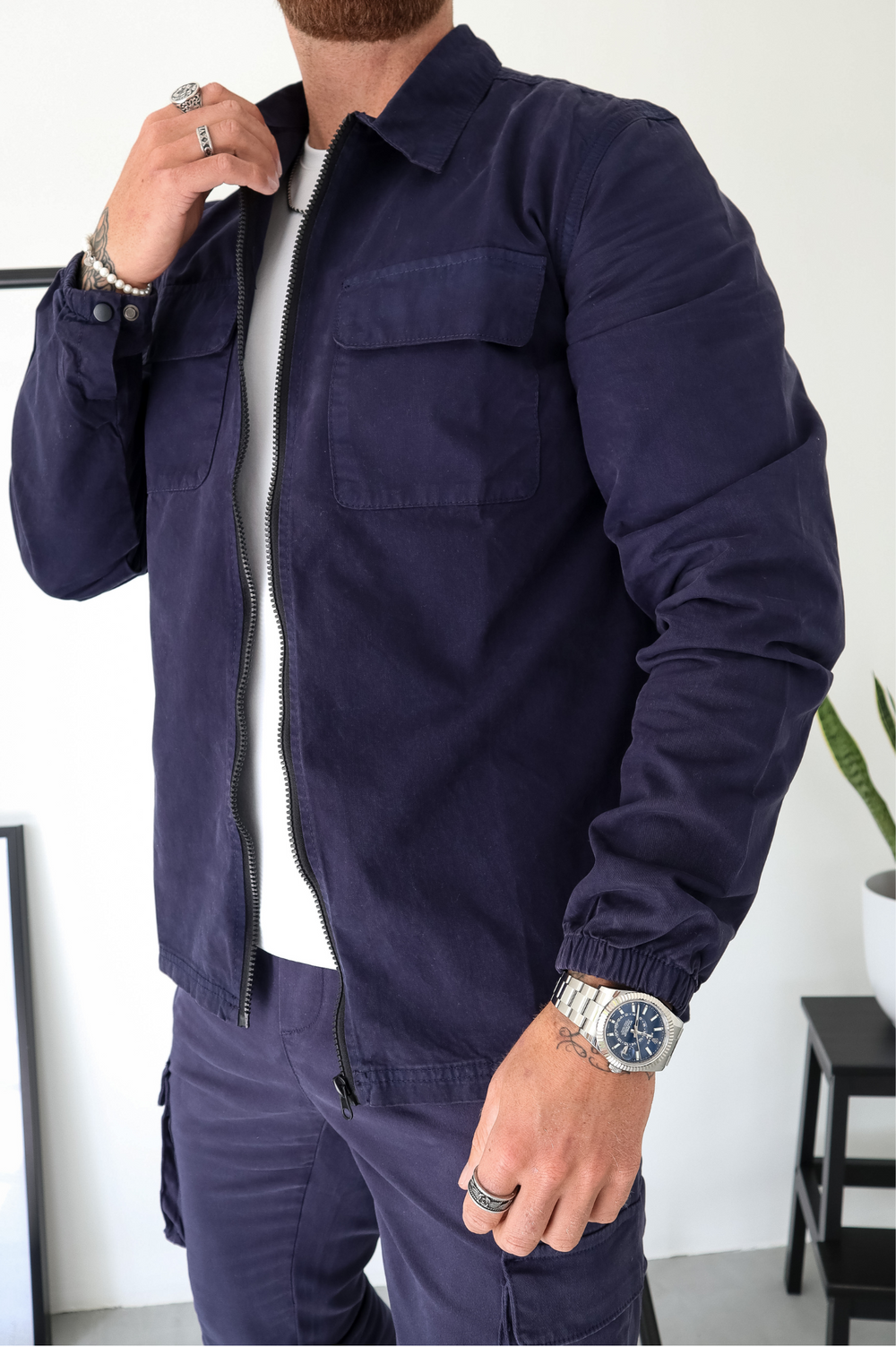 Capo DYED Cotton Cargo Jacket - Navy