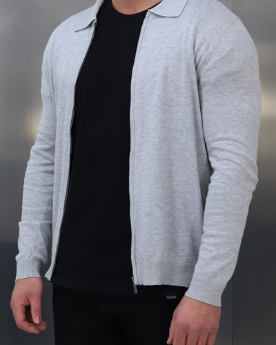 Capo Egyptian Cotton Full Zip Jacket - Grey