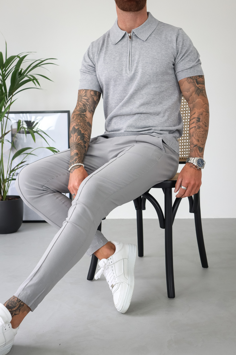 Capo Egyptian Cotton SS Zip Polo Shirt - Grey