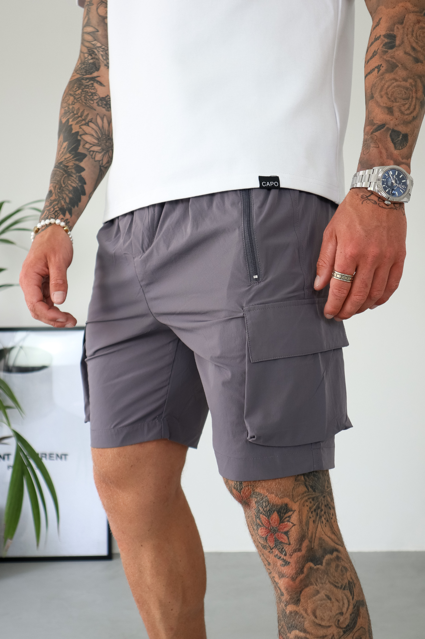 Dark grey sales cargo shorts