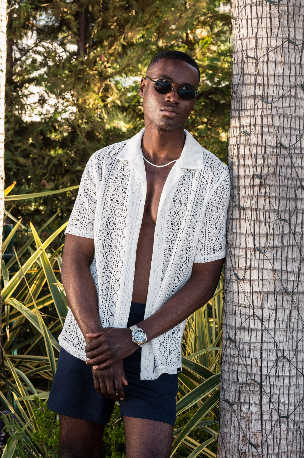 Capo KNITTED PATTERN SS Revere Shirt - Cream