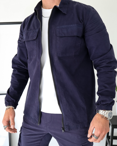 Capo DYED Cotton Cargo Jacket - Navy