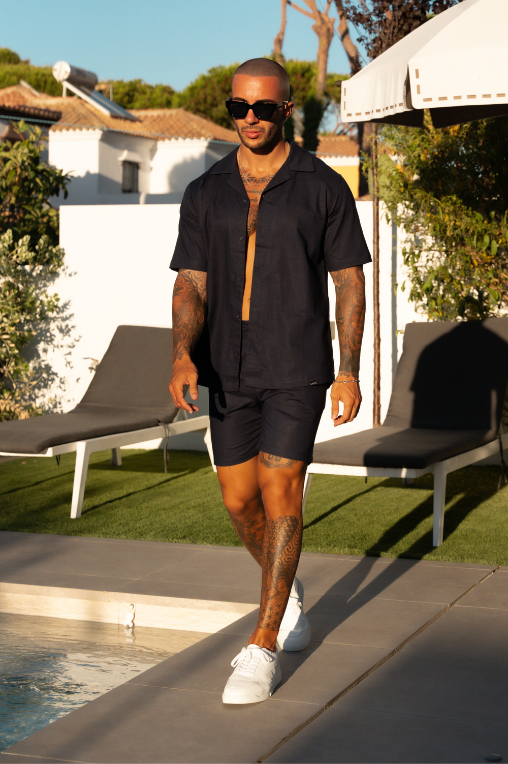 Capo LINEN SS Revere Shirt - Navy