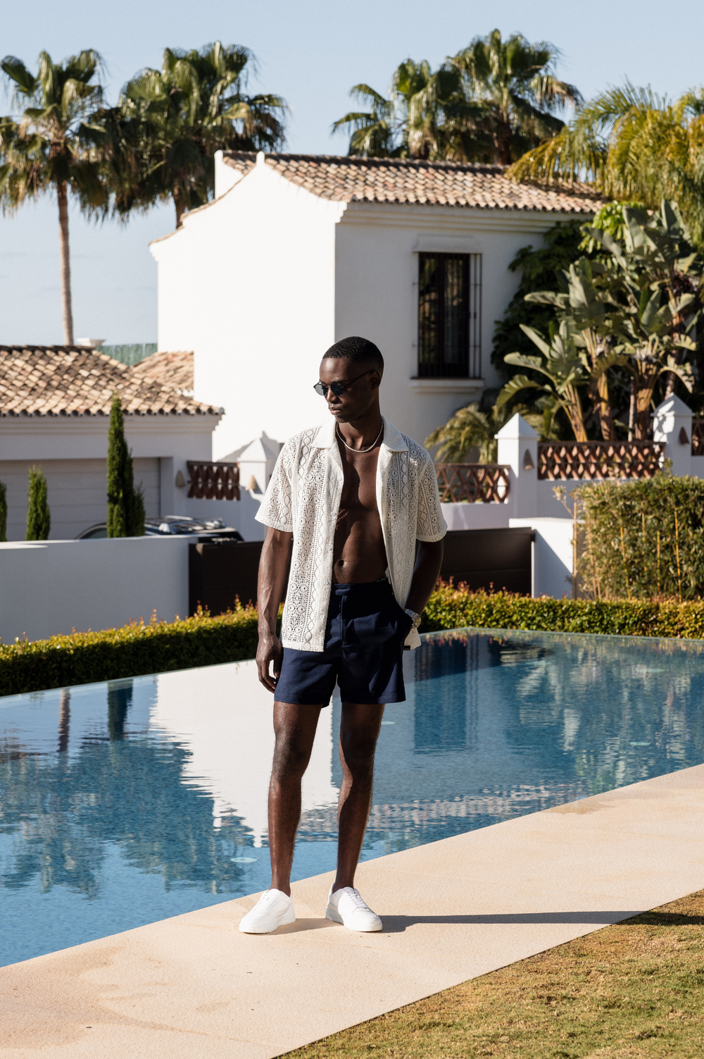 Capo KNITTED PATTERN SS Revere Shirt - Cream