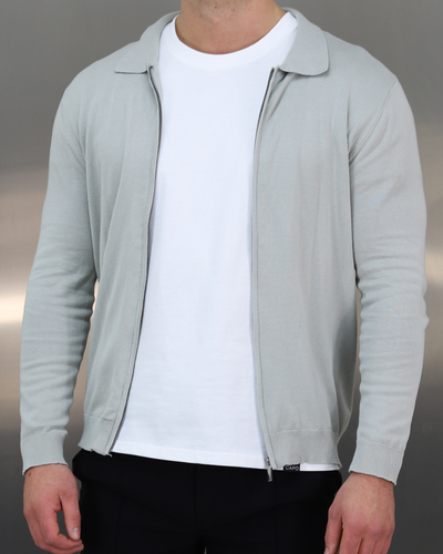 Capo Egyptian Cotton Full Zip Jacket - Stone
