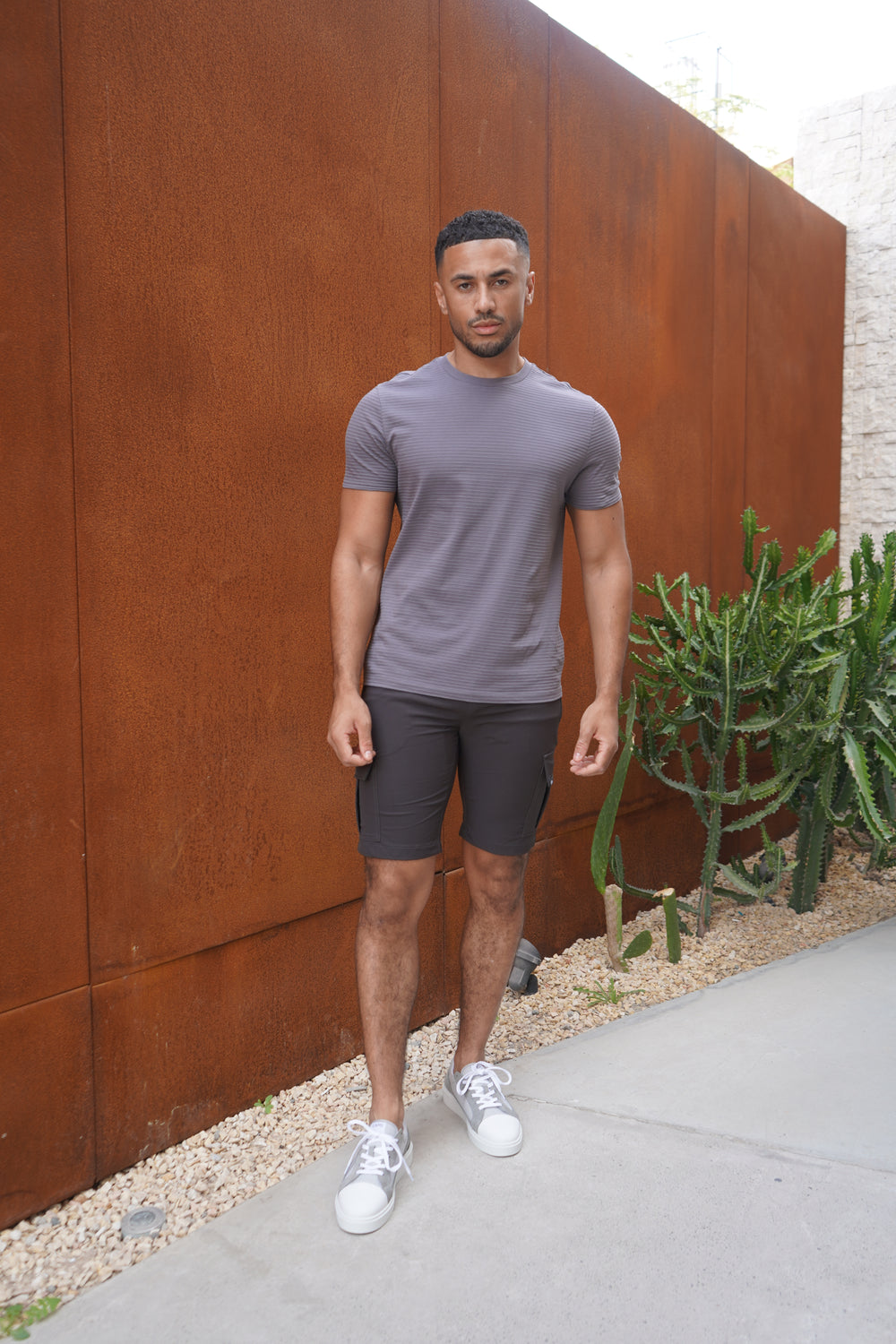 Capo Mercerised Ribbed T-Shirt - Charcoal