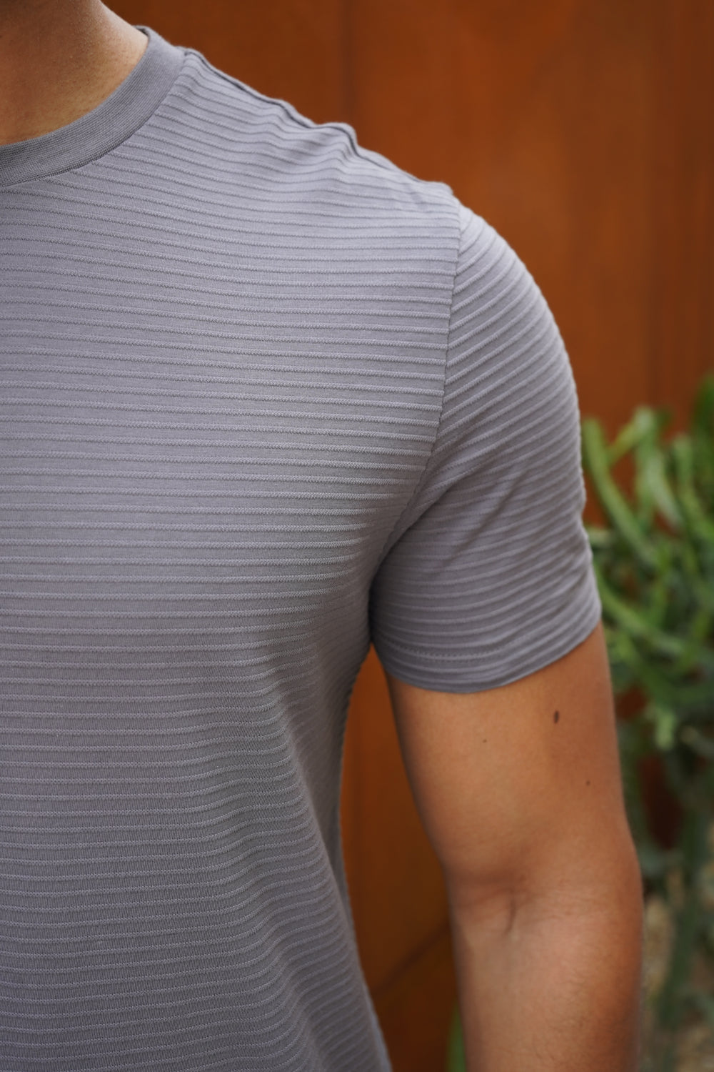 Capo Mercerised Ribbed T-Shirt - Charcoal