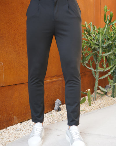 Capo Interlock Smart Trousers - Black