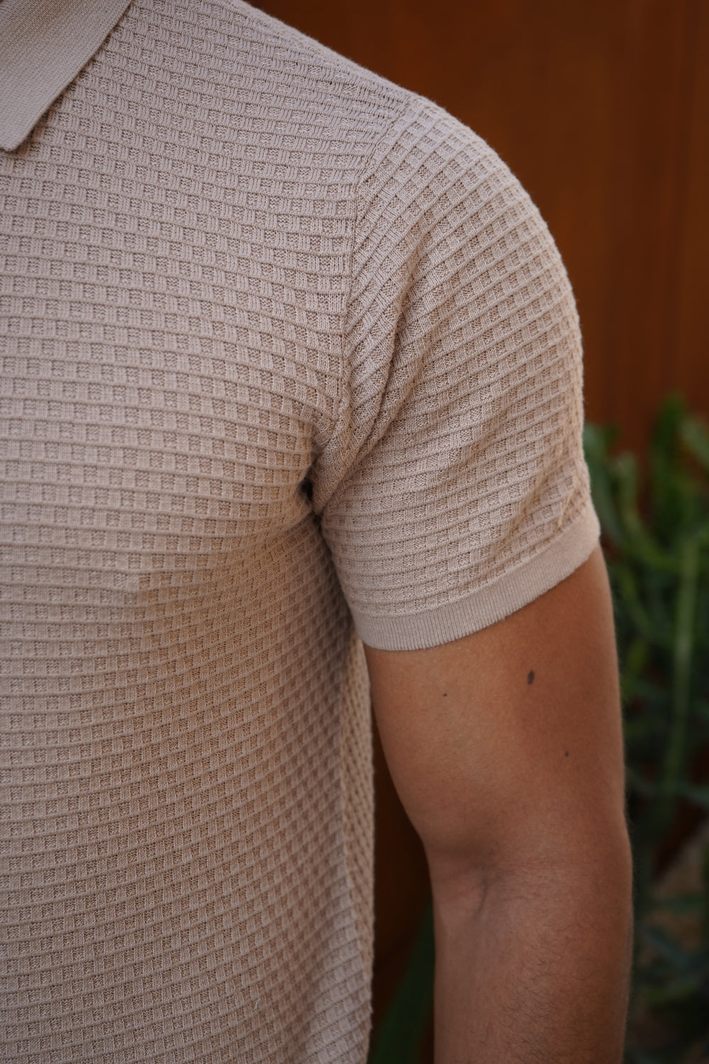 Capo Micro Square Poloshirt mit Reißverschluss - Taupe