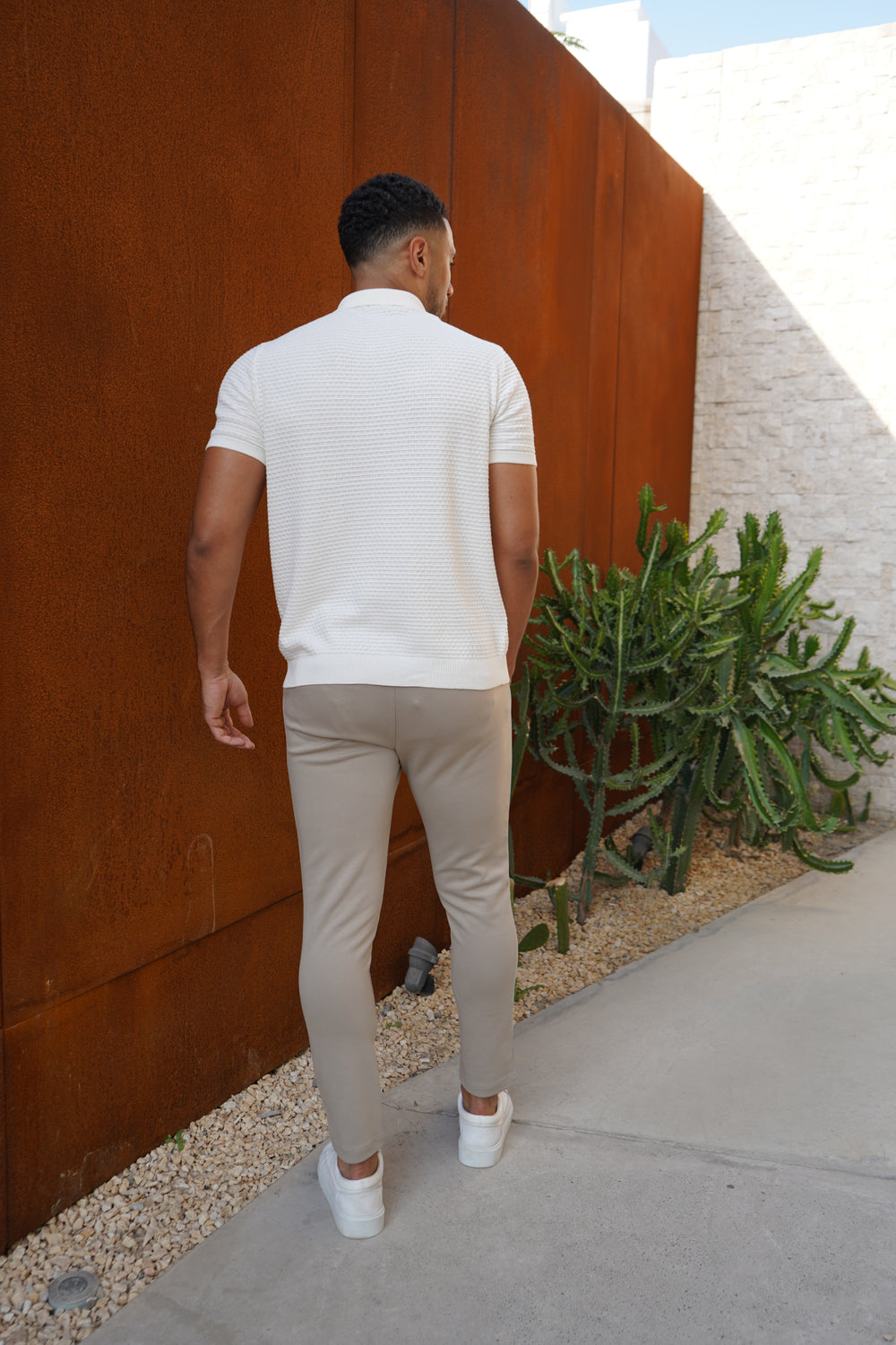 Capo Interlock Smart Trousers - Oatmeal