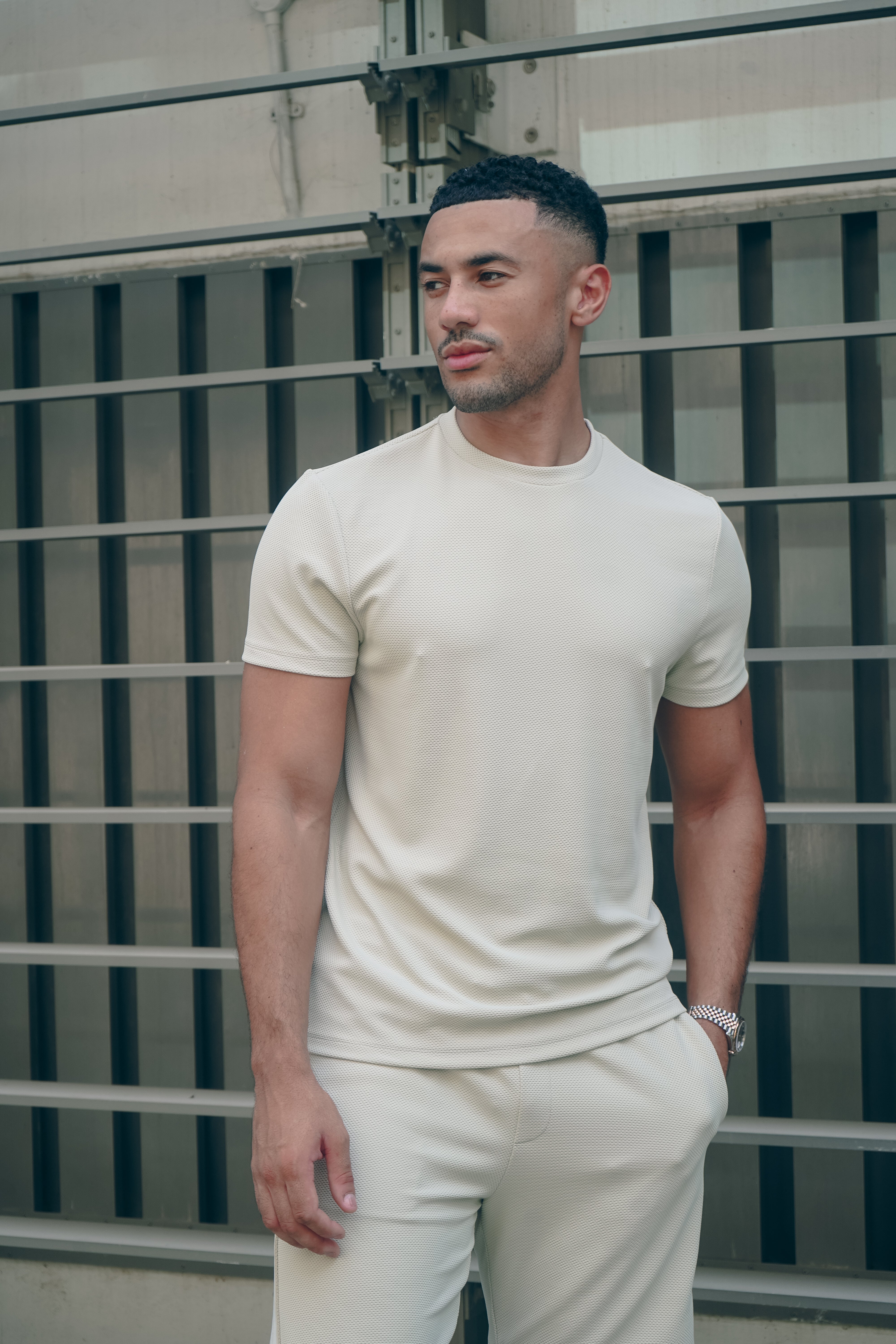 Capo Textured T-Shirt - Light Beige
