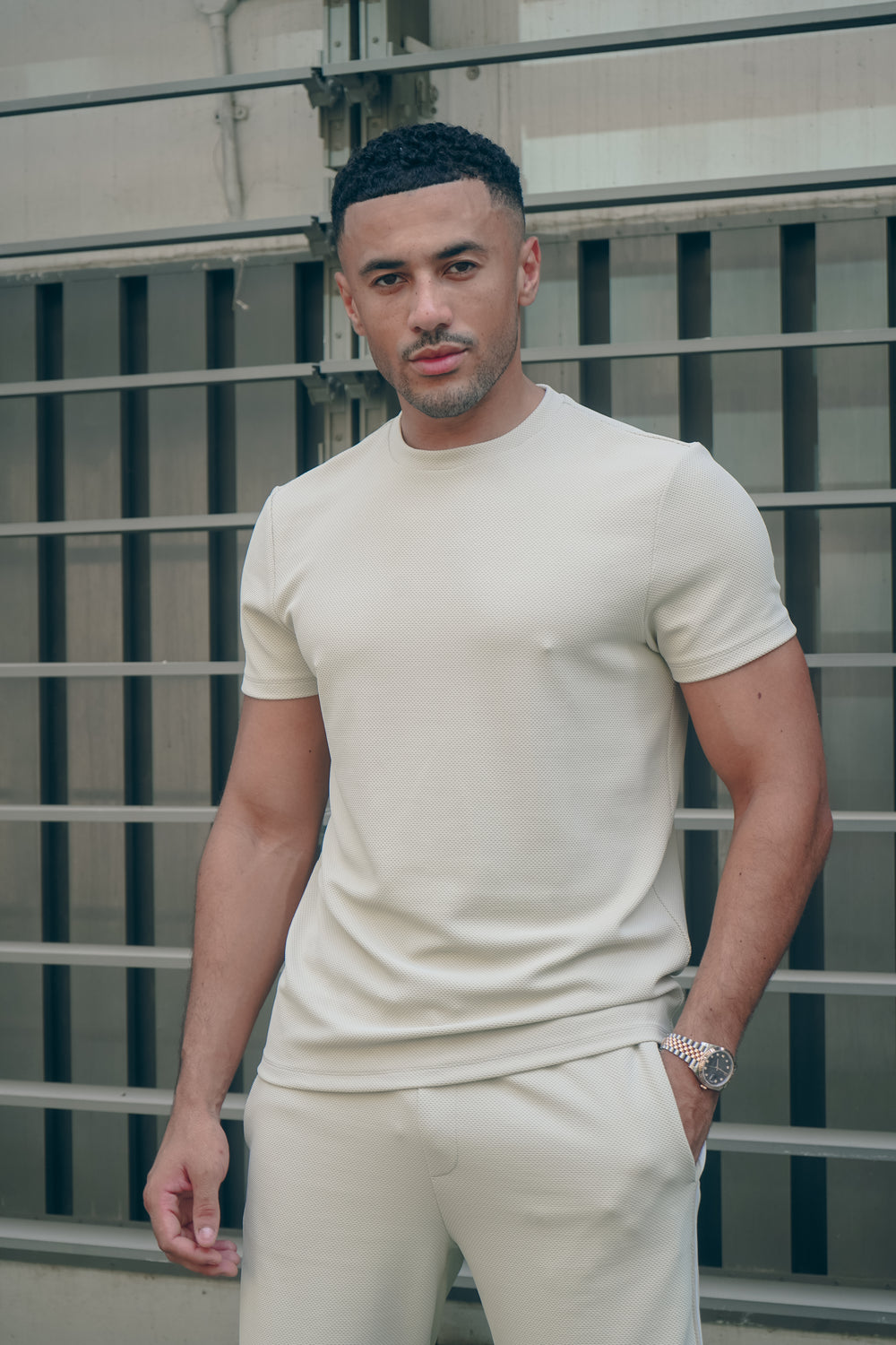 Capo Textured T-Shirt - Light Beige