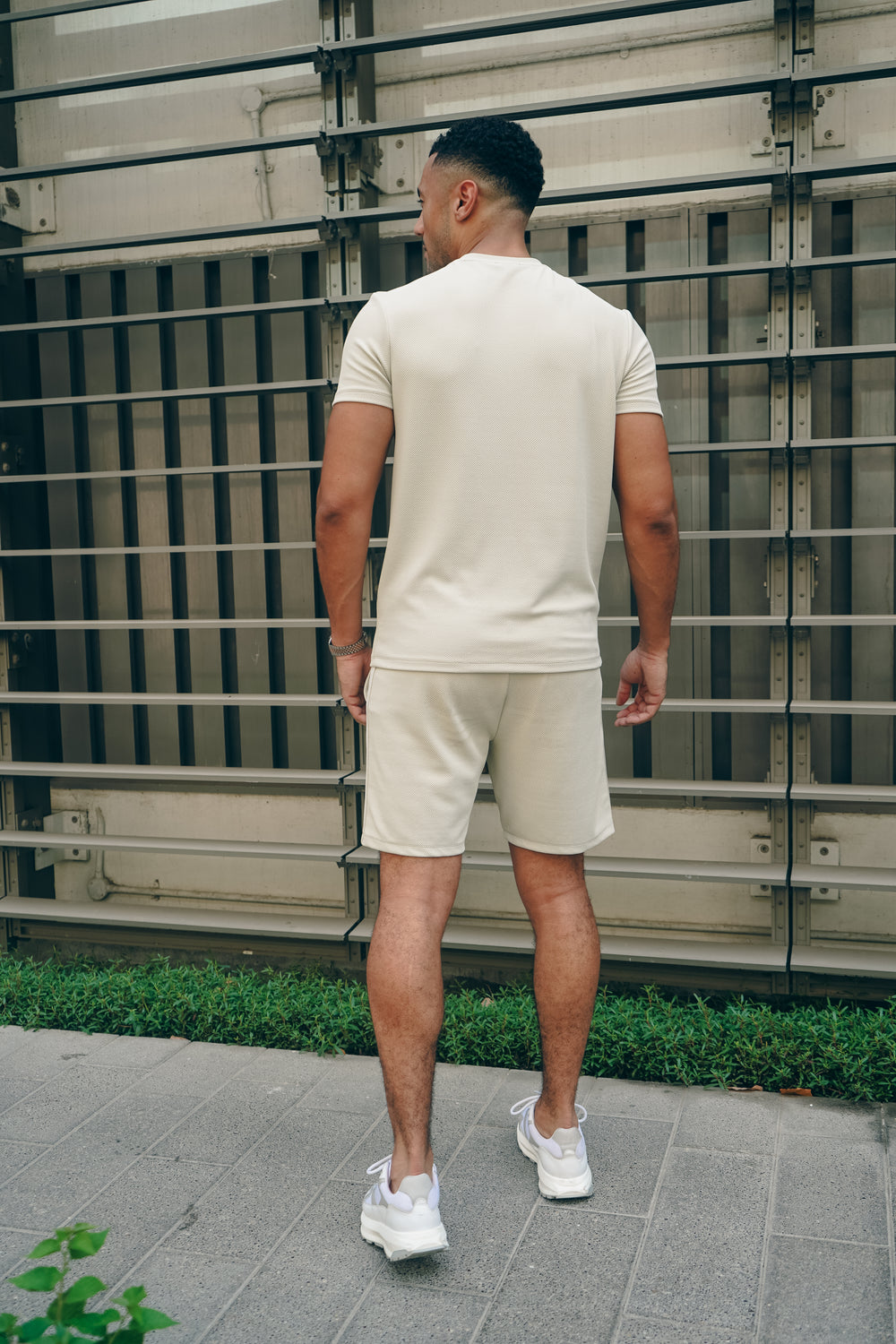 Capo Textured Tape Shorts - Light Beige
