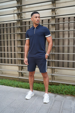 Capo Textured Tape Shorts - Navy