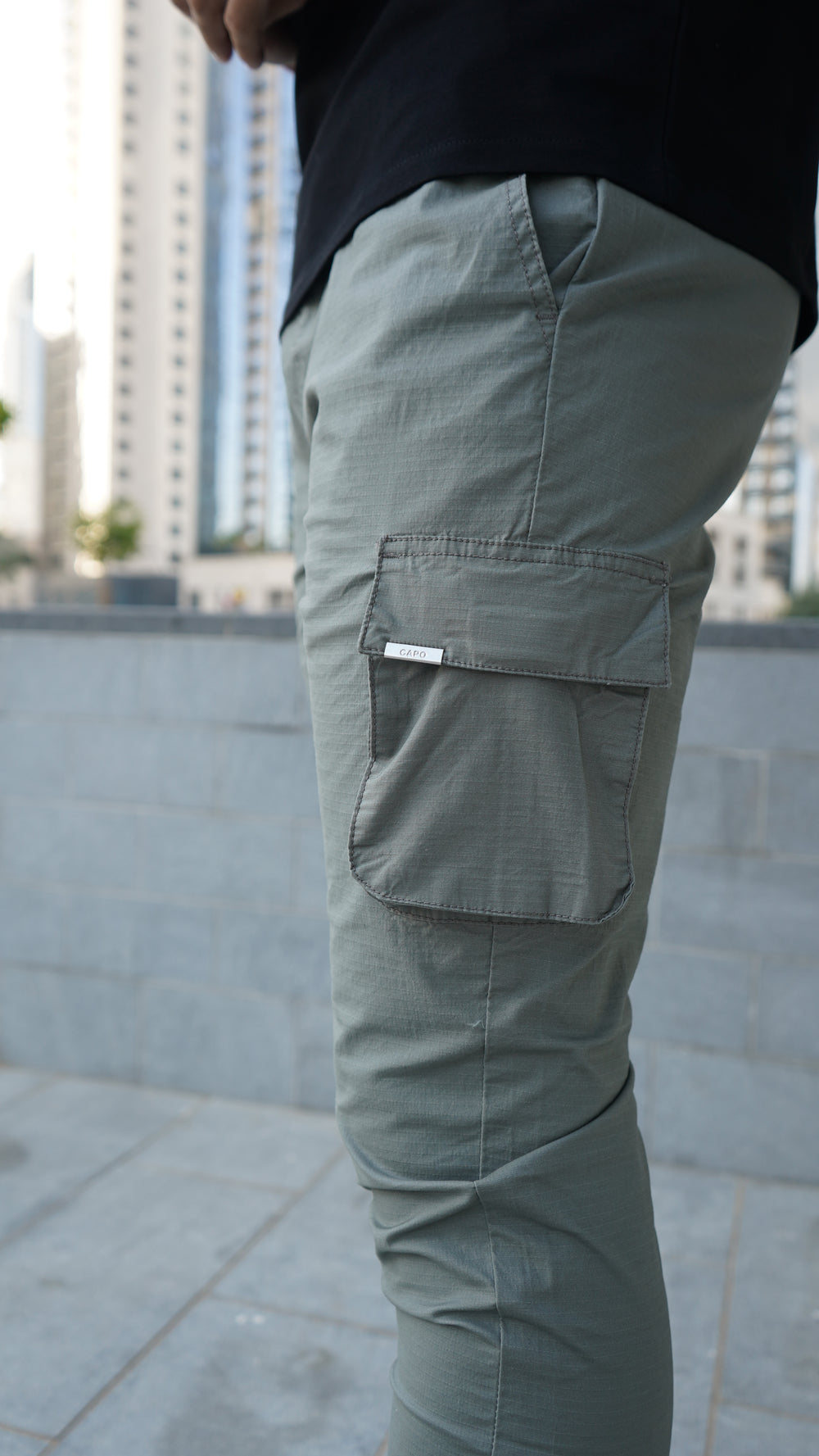 Capo Elasticated Cargo Trouser - Light Grey