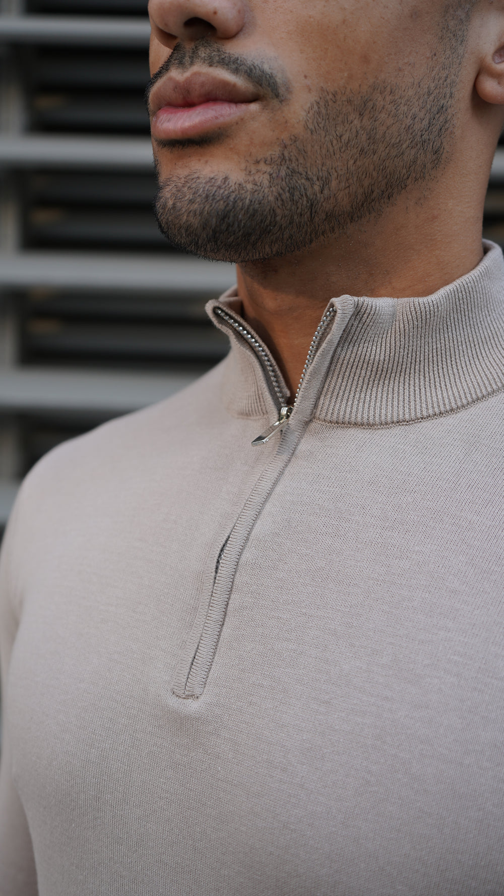 Capo Egyptian Cotton 1/4 Zip Top - Oatmeal