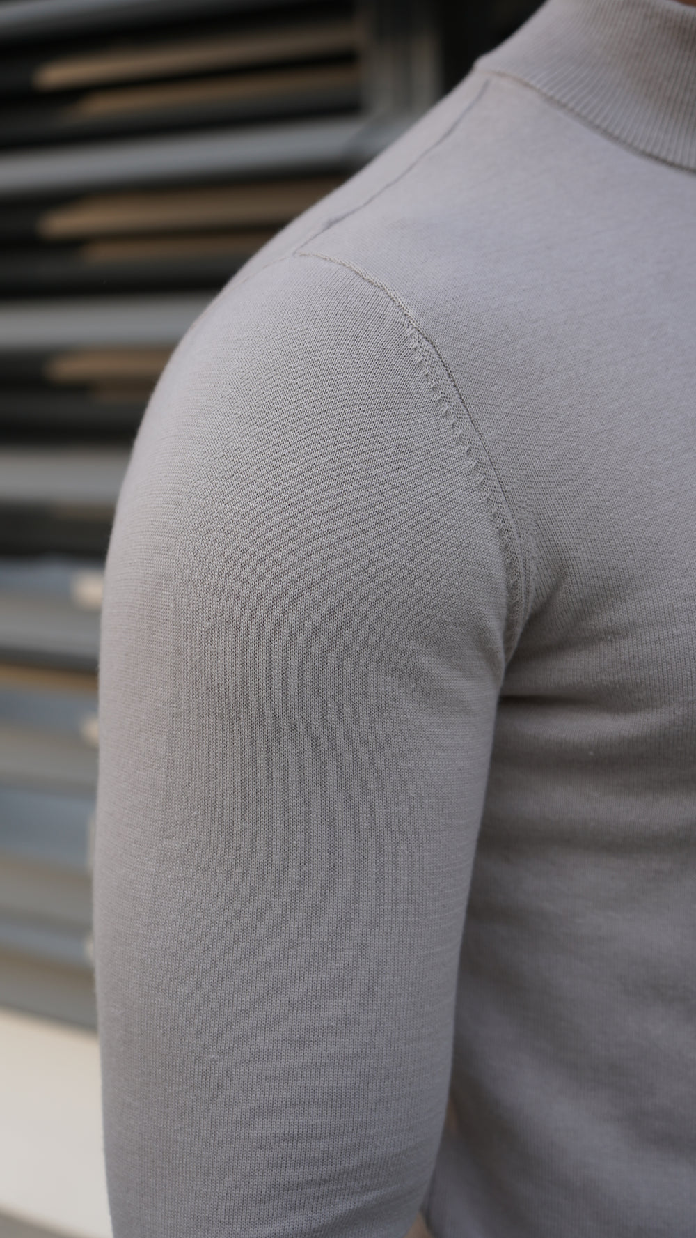 Capo Egyptian Cotton 1/4 Zip Top - Oatmeal