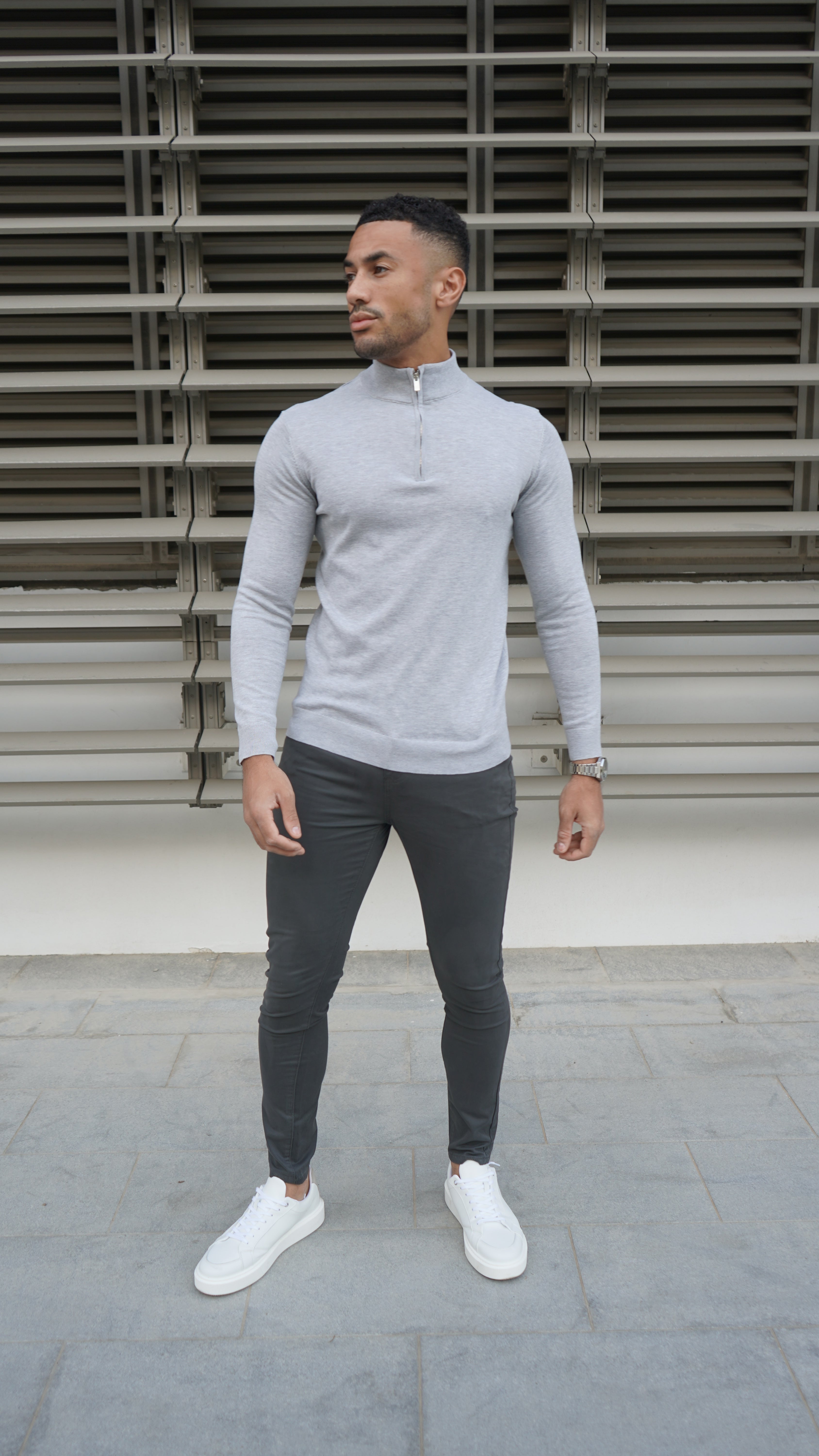 Capo Egyptian Cotton 1/4 Zip Top - Grey