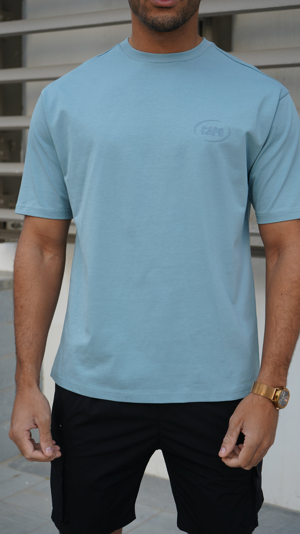 Capo Club Circular Print T-Shirt -Powder Blue