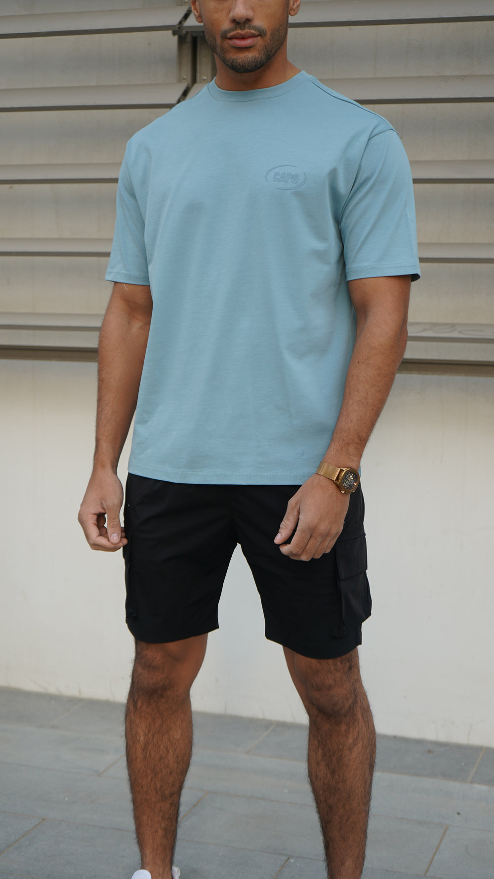 Capo Club Circular Print T-Shirt -Powder Blue