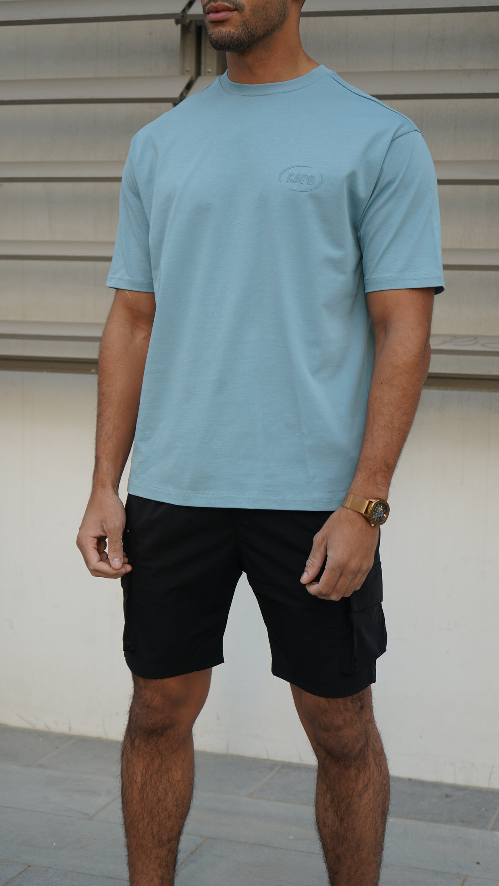 Capo Club Circular Print T-Shirt -Powder Blue