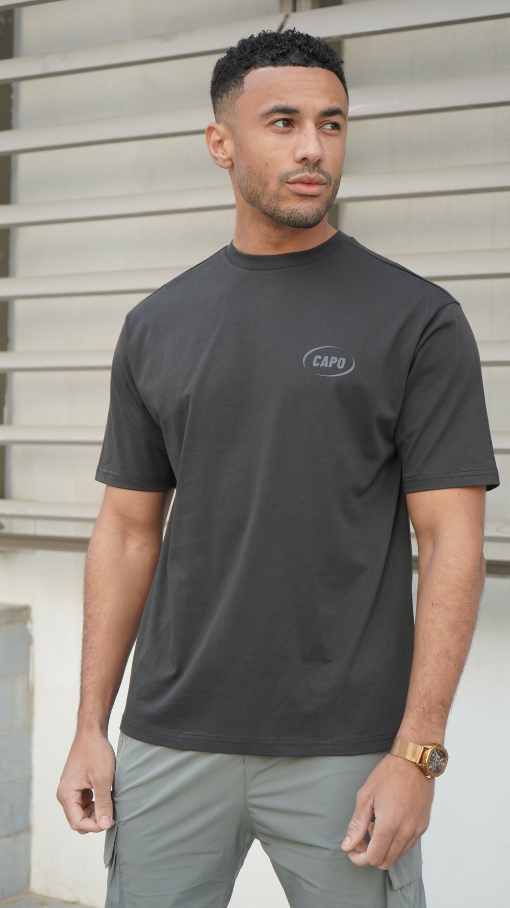 Capo Club Circular Print T-Shirt -Charcoal