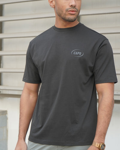 Capo Club Circular Print T-Shirt -Charcoal