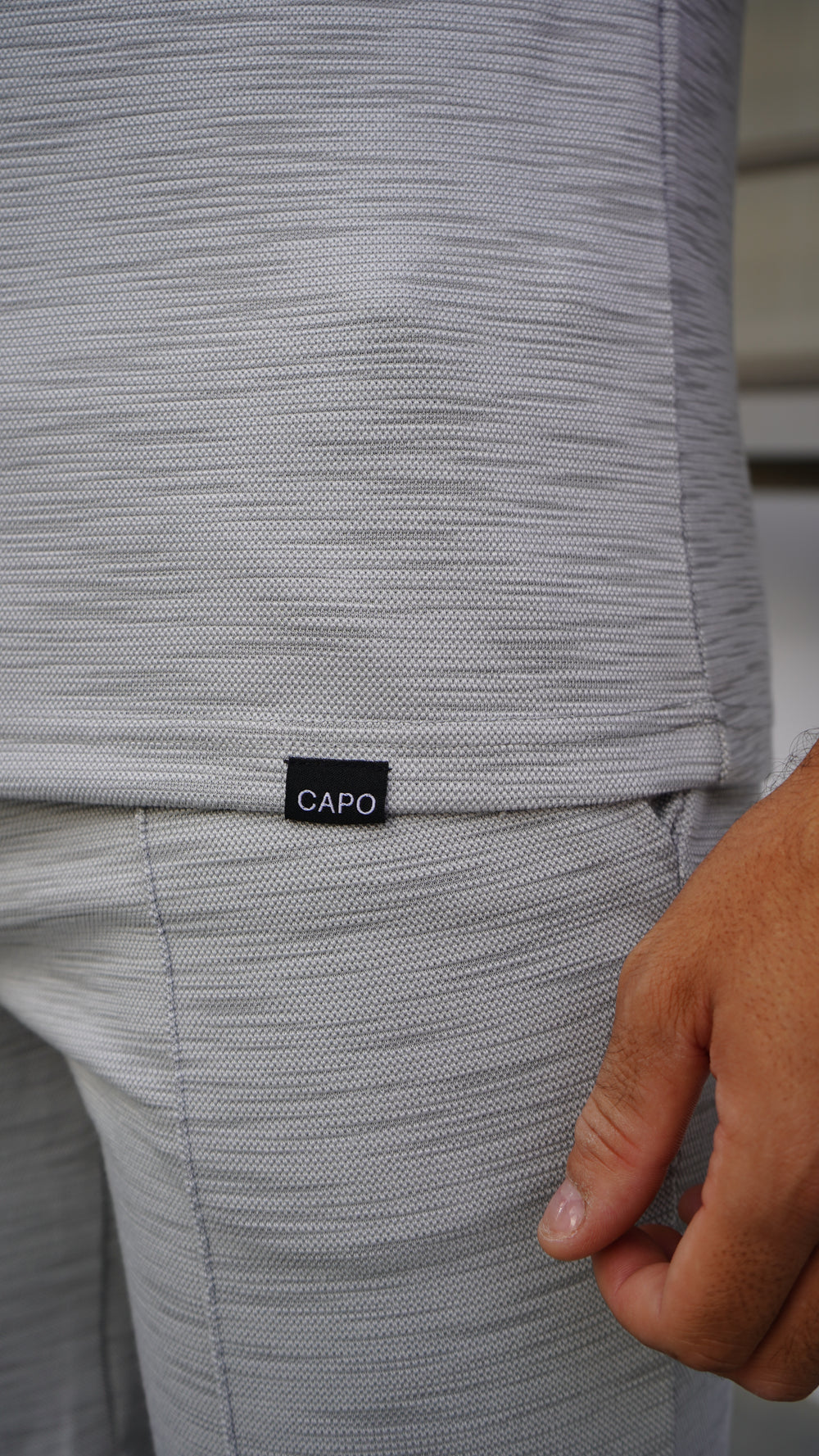 Capo INTERLOCK SLUB Zip SS Polo - Grey