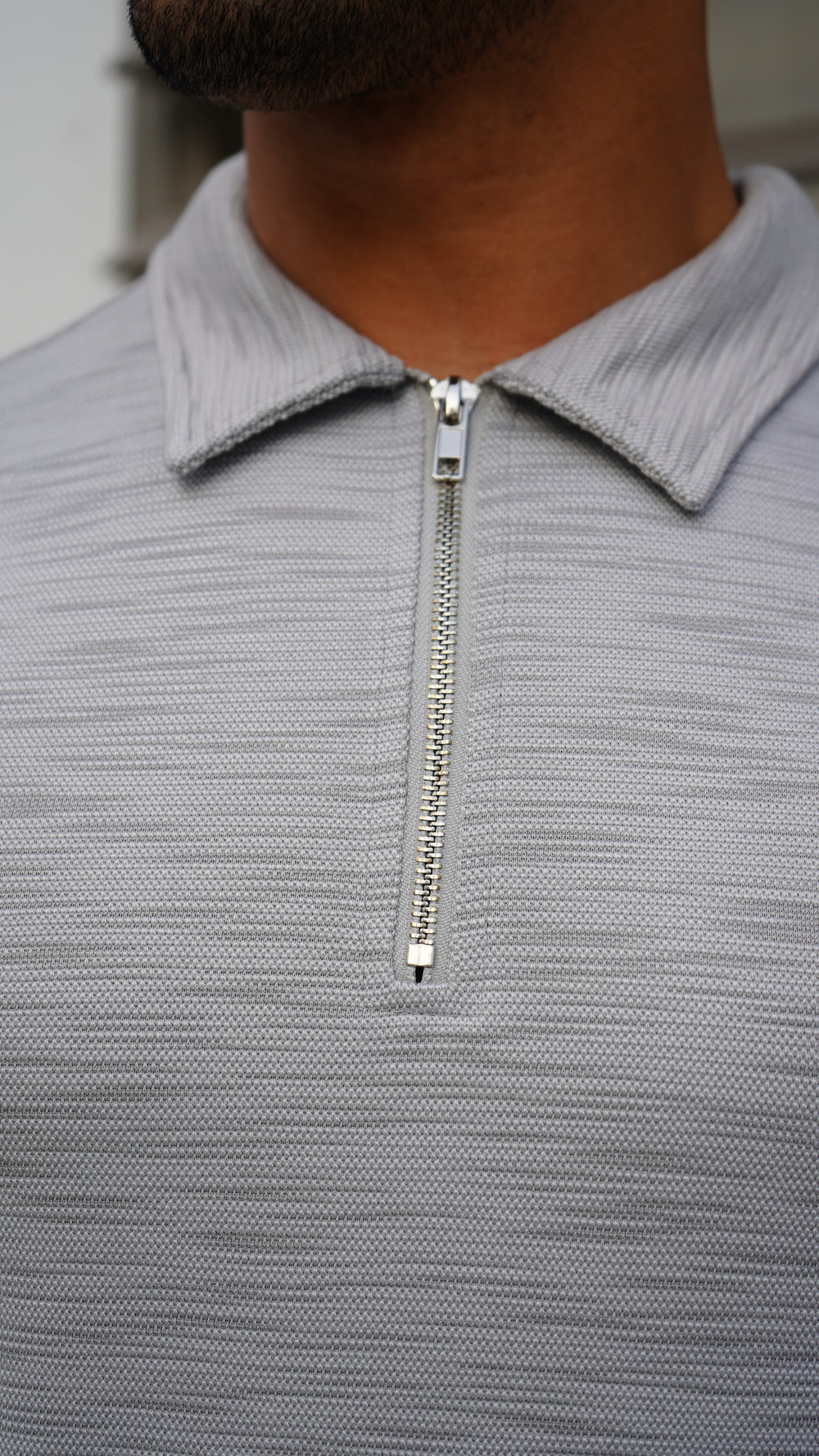 Capo INTERLOCK SLUB Zip SS Polo - Grey