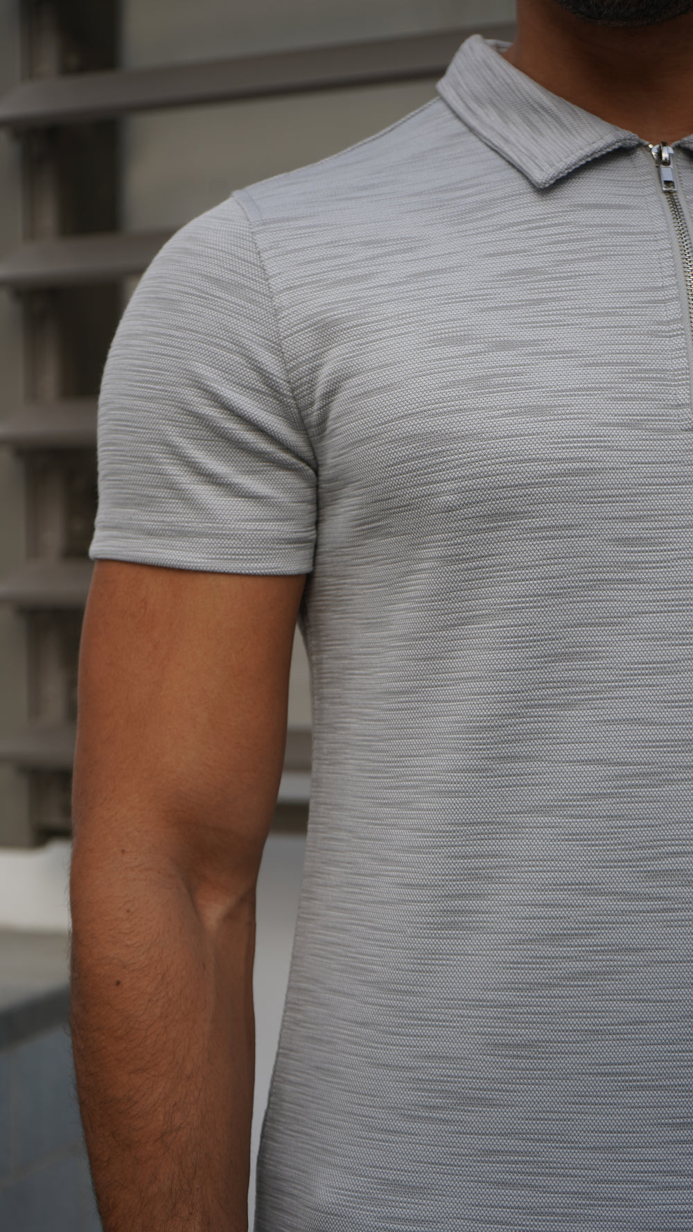 Capo INTERLOCK SLUB Zip SS Polo - Grey