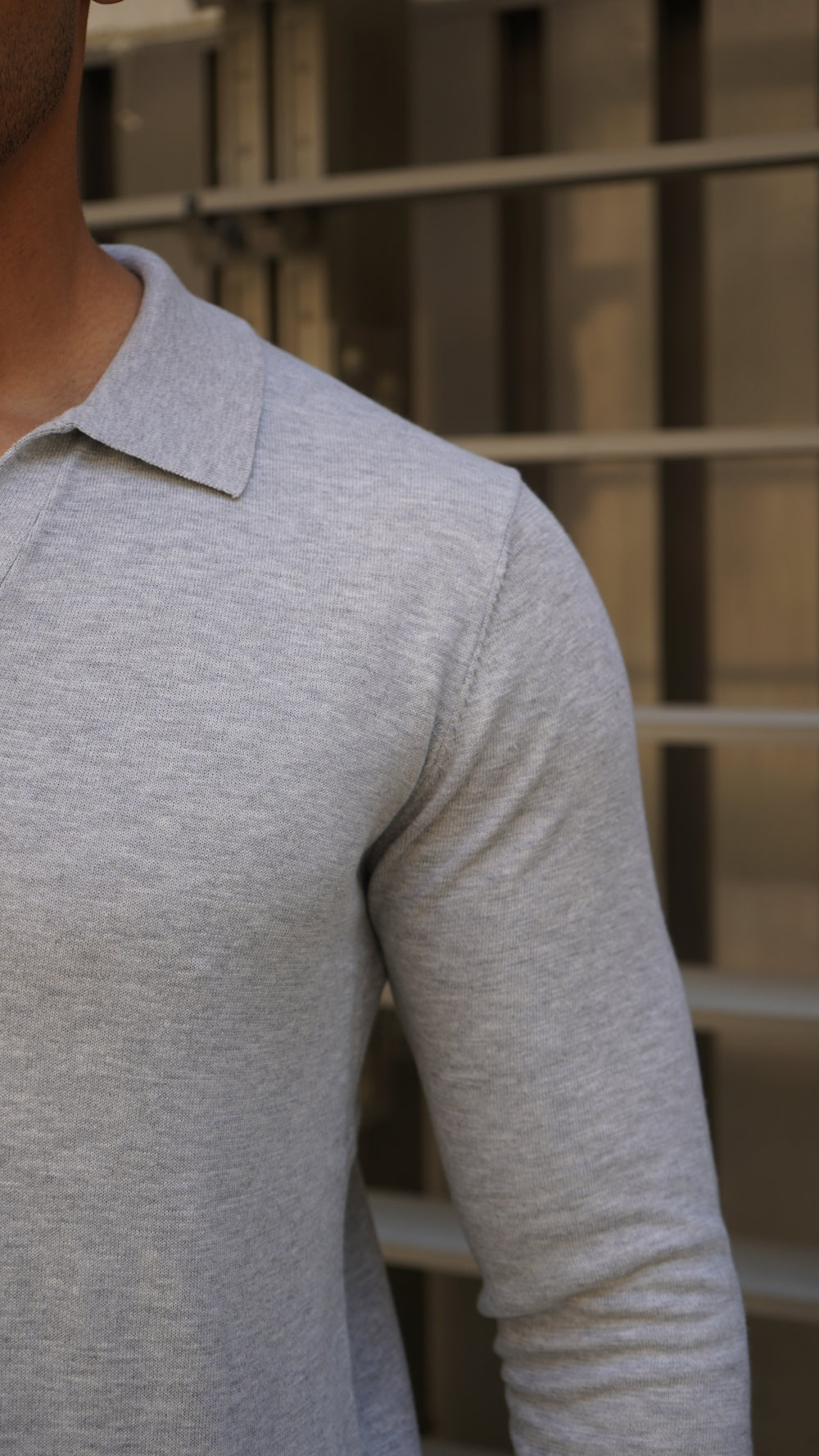 Capo Egyptian Cotton Cuban Collar LS Polo Shirt - Grey